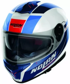 Integral Motorradhelm Nolan N80.8 MANDRAKE N-Com 050 Weiß Blau Rot Glänzend
