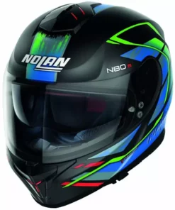 Integral Motorradhelm Nolan N80.8 THUNDERBOLT N-Com 031 Blau Grün Opak