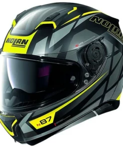 Integral Motorradhelm Nolan N87 Originalität N-Com 070 Schwarz Matt Gelb