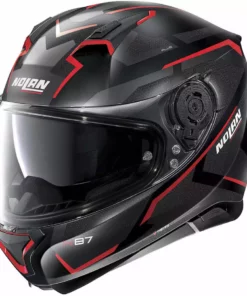 Integrierter Motorradhelm Nolan N87 Plus OVERLAND N-Com 031 Matt Schwarz Rot
