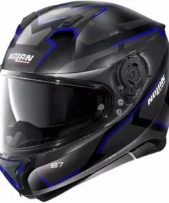 Integrierter Motorradhelm Nolan N87 Plus OVERLAND N-Com 033 Matt Schwarz Blau