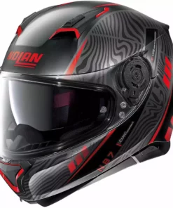 Integrierter Motorradhelm Nolan N87 SIOUX N-Com 105 Matt Schwarz Rot