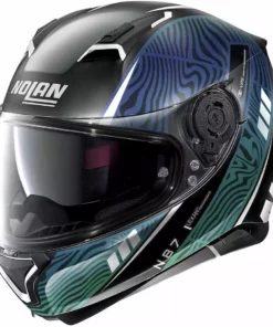 Integrierter Motorradhelm Nolan N87 SIOUX N-Com 107 Matt Schwarz Grün Blau