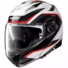 Modulare Motorradhelm-Homologation P / J Nolan N100.5 Plus OVERLAND N-Com 034 Weißmetallrot