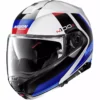 Modularer Motorradhelm P / J Homologation Nolan N100.5 HILLTOP N-Com 049 Weißmetall Blau