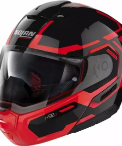 Modularer Motorradhelm P / J Homologation Nolan N90.3 BOHRER N-Com 025 Glanz Schwarz Rot