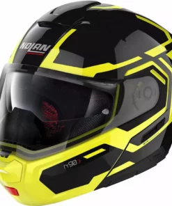 Modularer Motorradhelm P / J Homologation Nolan N90.3 BOHRER N-Com 026 Glänzend Schwarz Gelb