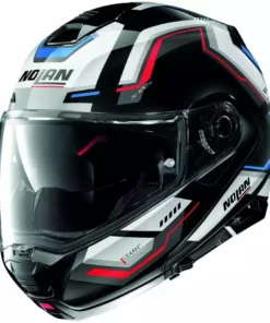 Modularer Motorradhelm P / J Nolan N100.5 UPWIND N-Com 063 Zulassung Weiß Blau Rot
