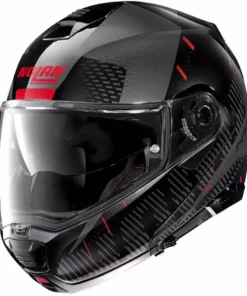 Modularer Motorradhelm P / J-Zulassung Nolan N100.5 LIGHTSPEED N-Com 054 Schwarz Metall Rot