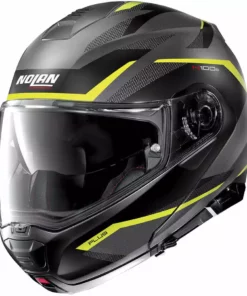 Modularer Motorradhelm P / J-Zulassung Nolan N100.5 Plus OVERLAND N-Com 033 Lavagrau Mattgelb