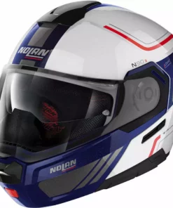 Modularer Motorradhelm P / J-Zulassung Nolan N90.3 VOYAGER N-Com 020 Weißmetall Blau
