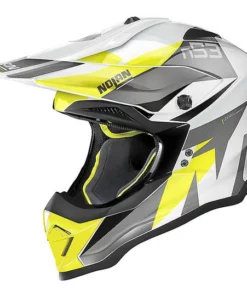 Moto Cross Enduro Helm Nolan N53 PORTLAND 061 Weiß Metall Gelb