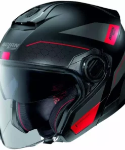Motorradhelm Jet Nolan N40.5 PIVOT N-Com 025 Schwarz Rot Opak