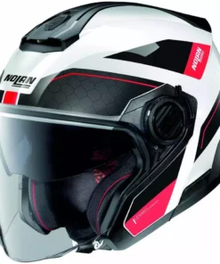 Motorradhelm Jet Nolan N40.5 PIVOT N-Com 027 Weiß Schwarz Rot
